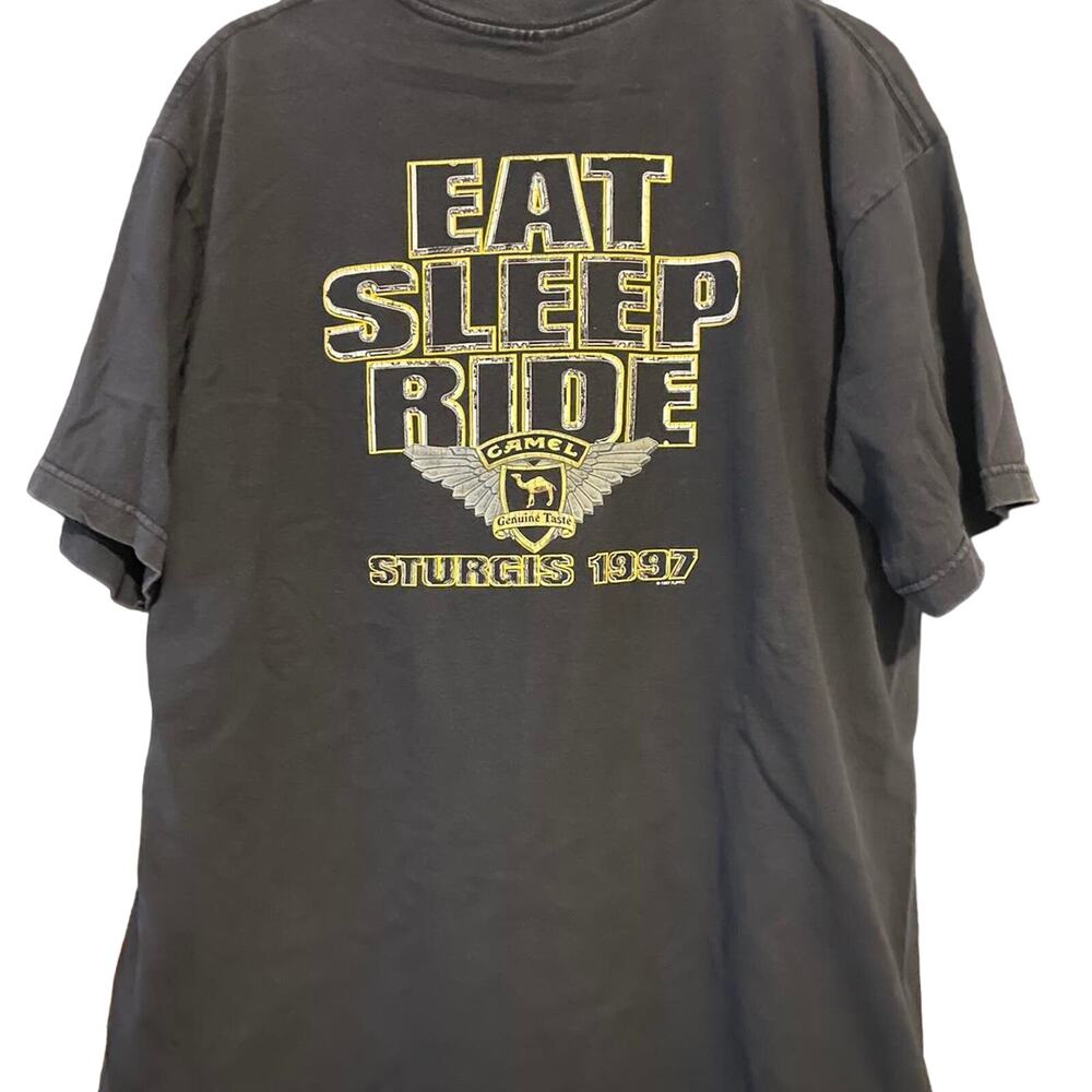 Vintage 90s Sturgis 1997 Eat Sleep Ride Camel Shirt Adult Large